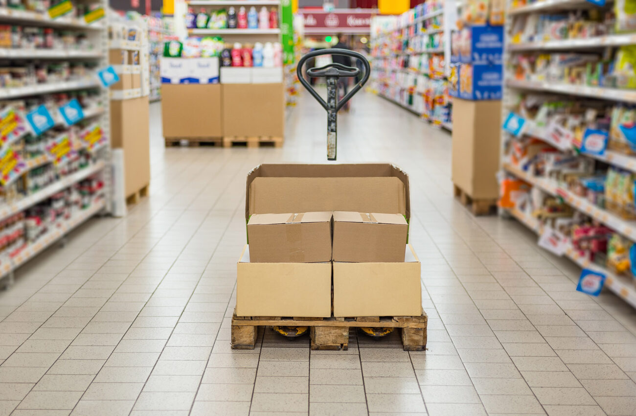 Pallet truck with carton boxes